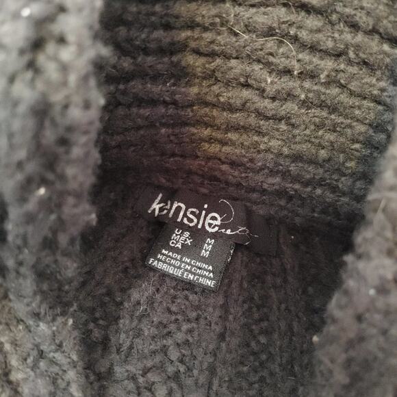 Kensie Size Medium M Black Sweater Layer Cover Button Retro Knitted Short Sleeve - Picture 8 of 9